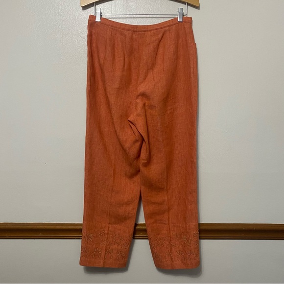 Sigrid Olsen Sport Womens Linen Cropped Pants Floral Embroidered Size 6 Fairy - Picture 3 of 13
